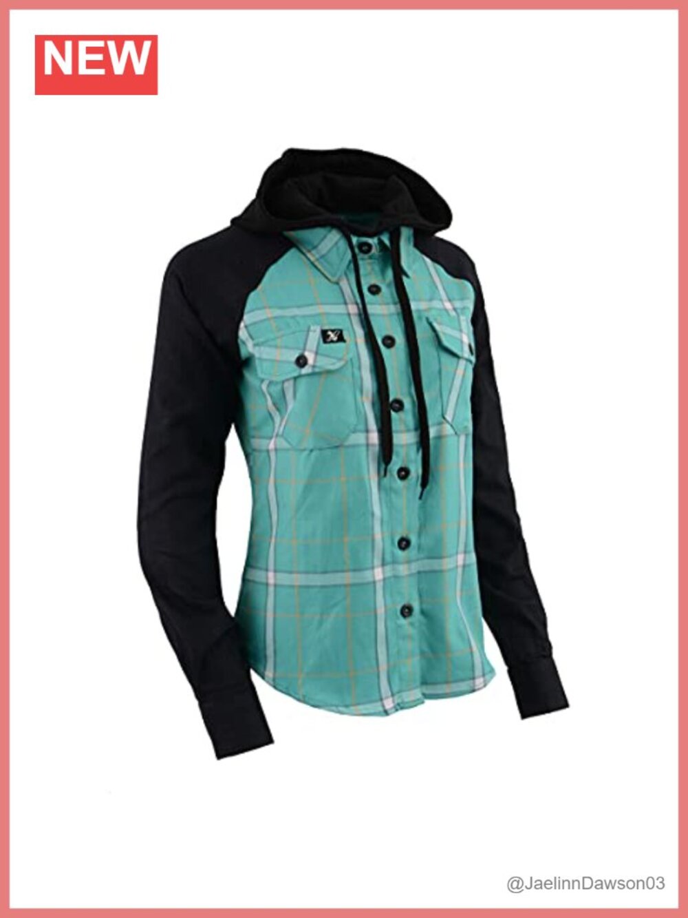 Women's Cotton Flannel Shirt with Hoodie Long Sleeve Button Down